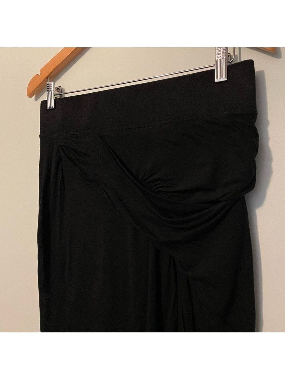 Helmut Lang Black Ruched Skirt Tencel Women’s Medium - Picture 2 of 7